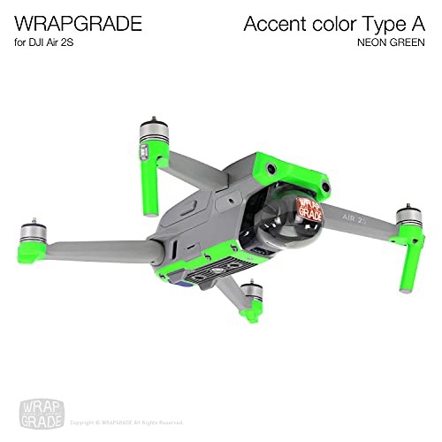 Wrapgrade Skin Compatible with DJI Air 2S | Accent Color A (NEON Green) - color: Neon Green