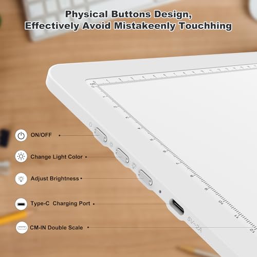Elice Rechargeable A4 Light Pad with Carry Bag, Magnetic LED Light Board with Physical Button, Super Bright Diamond Art Light Pad, Ultra-Thin Light Box for Tracing, Weeding, Diamond Painting -White - color: White, size: A4 with Carry Bag