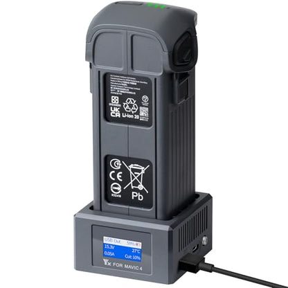 Two-Way Charging Hub with Digital Display Screen for DJI Mavic 4 Pro Drone Battery USB Battery Charger with Storage Charge Accessories