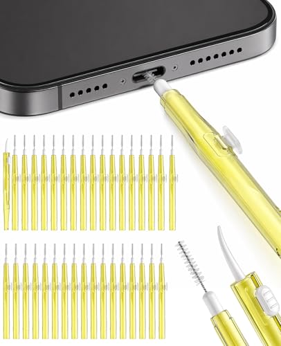 35PCS Charging Port Cleaner Kit for iPhone, USB C Port Cleaning Tool for Cell, Dual Sided Anti Clogging Nylon Brushes & Hook Cleaner