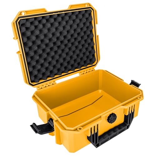 Eylar 13.8" Intact Series Compact Hard Camera Case, Lightweight and Durable Stacker Design with Foam - color: Yellow