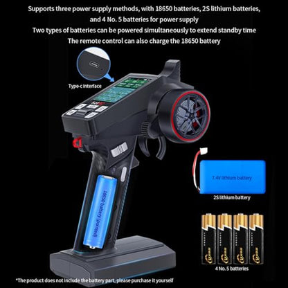 HOTRC CT-8A RC Transmitter and Receiver 8 Channel 2.4ghz Hand Controlled RC Car Boat Tanks Remote Controller Long Distance (Plastic+1RX)