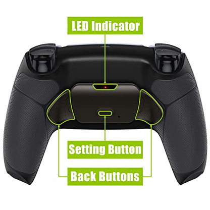 eXtremeRate Black Real Metal Buttons RMB RISE V3 Remap Kit for PS5 Controller BDM-030 040 050, Rubberized Grip Bottom Shell Upgraded Programable Back Buttons Set for PS5 Controller - NO Controller - color: Black