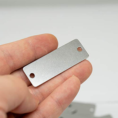 25 Pack Stainless Steel Blank Tags Rectangle Stamping Blanks with Two Holes