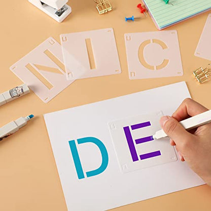 Augshy 56 Pcs Letter Stencils, 3 Inch Reusable Craft Kit for Fabric - style: Letter