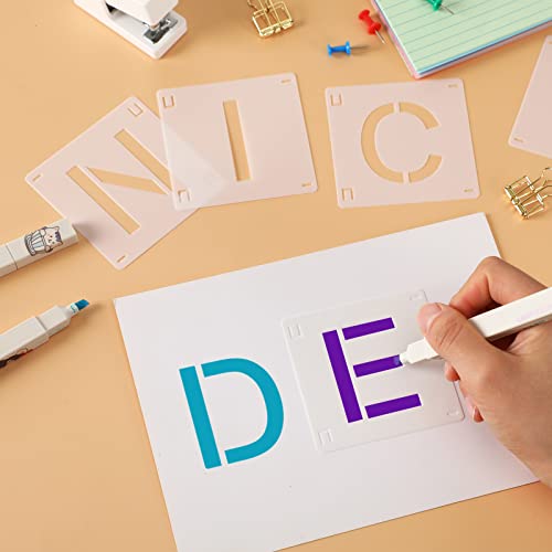 Augshy 56 Pcs Letter Stencils, 3 Inch Reusable Craft Kit for Fabric - style: Letter