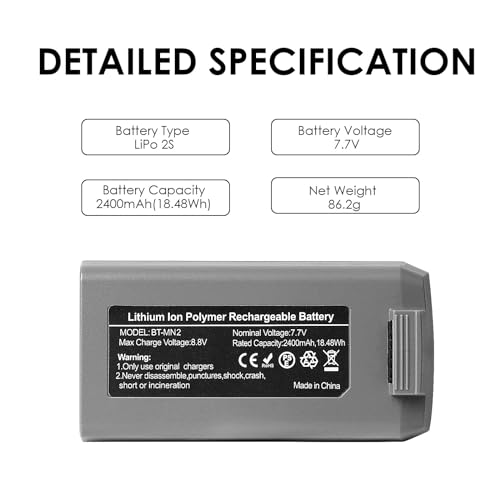 Mini 4K Battery, 2400mAh 7.7V Intelligent Flight Replcement Battery, Compatible with DJI Mini 4K/2/SE/2 SE - size: 1 Pack