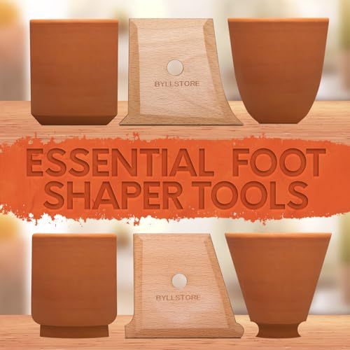 Byllstore Pottery Ribs & Trimming Tools | 2 Foot Shaper Tools | 4 Clay Texture Ribs | Solid Beech Wood | Several Pack Options (2-Pack) - color: 2 Pack | Pottery Ribs