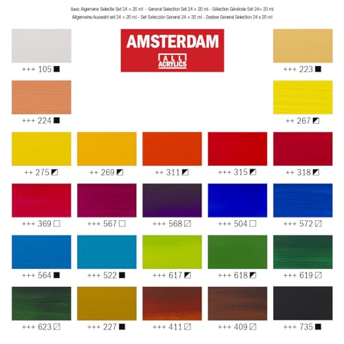 Royal Talens Amsterdam Acrylic Standard Tubes, 20ml-Tubes, Set of 24 (100516105)