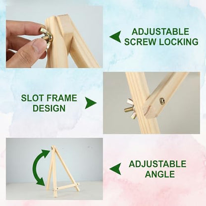 4 Pack Tabletop Wooden Easels, 11.8 Inch Adjustable Foldable