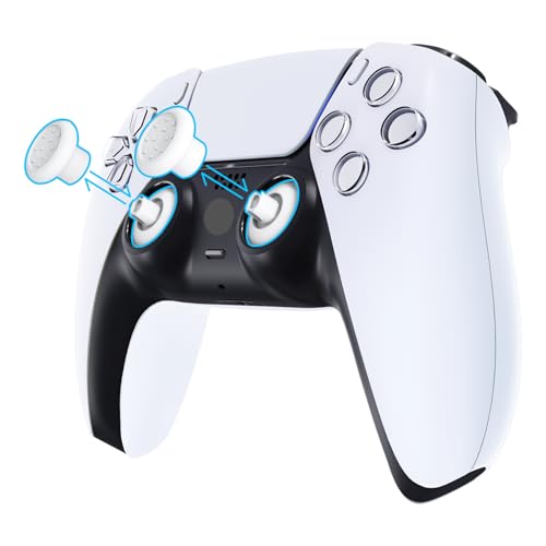 eXtremeRate ThumbsGear Interchangeable Ergonomic Thumbstick for PS5 Controller, for PS4 All Model Controller - 3 Height Domed and Concave Grips Adjustable Joystick - White - color: White