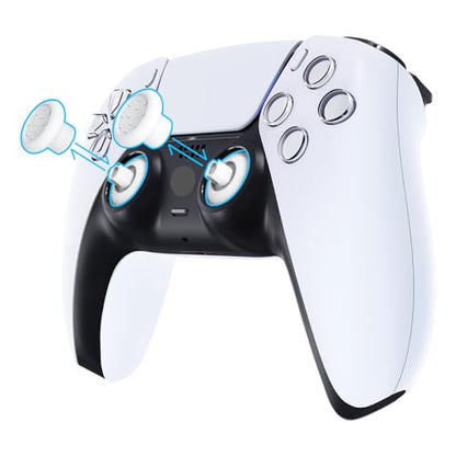 eXtremeRate ThumbsGear Interchangeable Ergonomic Thumbstick for PS5 Controller, for PS4 All Model Controller - 3 Height Domed and Concave Grips Adjustable Joystick - White - color: White