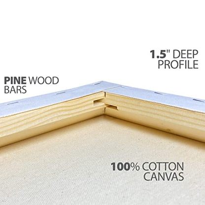 milo Stretched Artist Canvas, 24x36 inch, 2 Pack, 1.5” inch Profile - size: 24" x 36" Pack of 2