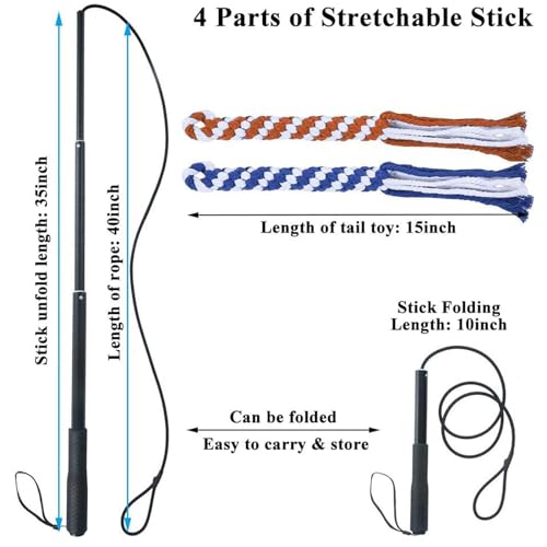 ASOCEA Dog Extendable Teaser Wand Pet Flirt Stick Pole Puppy Chasing Tail Interactive Toy for Small Medium Large Dogs Training Playing Exercise - color: Black