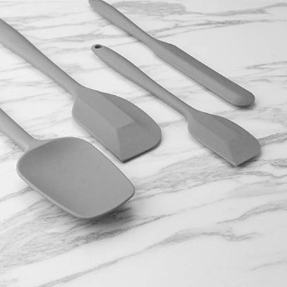 4-Piece Silicone Spatula Set with Stainless Steel Core, Gray - color: Gray