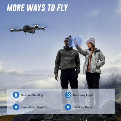 2K Video Drone with Camera for Adults, LCD Screen Remote Controller, 36 Min Flight Time, CHUBORY A68 Foldable Drone, 90° Adjustable Camera, Optical Flow Hover, 2 Batteries, Headless Mode, 3 Speed, Gesture Photo Video, App Control, 4GB MicroSD Card - color