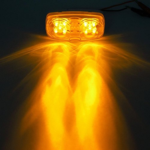 Partsam 10x Double Bubble Bullseye LED Marker Light, [DOT Approved] 2x4 Rectangle Amber 10 LED Tiger Eye Trailer RV Camper Truck Clearance Lights Indicators Surface Mount 12V