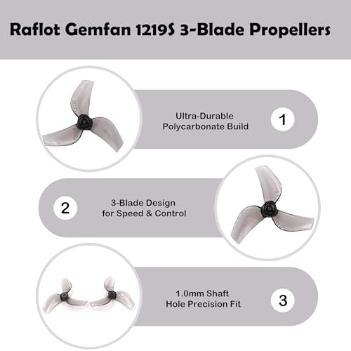Gemfan 1219s 3-blade Propeller 1.0mm Shaft FPV Tinywhoop Micro Drone 0702