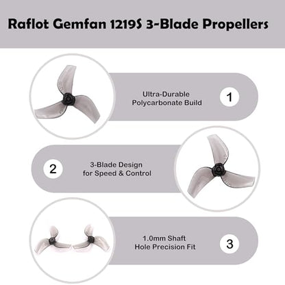 Gemfan 1219s 3-blade Propeller 1.0mm Shaft FPV Tinywhoop Micro Drone 0702