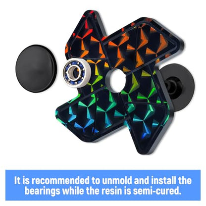 NiArt Fidget Spinner Epoxy Resin Molds Set, 5 Holographic Silicone DIY Kit - size: 5 Molds + 15 Cap Bearings