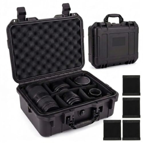 Relaxweex Waterproof Camera Hard Case DSLR SLR Lens Case with Dividers