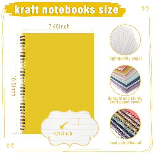 Fuutreo 6 Pack Spiral Notebook 10.5x7.45 Notebook,Playful,Bright - color: Playful