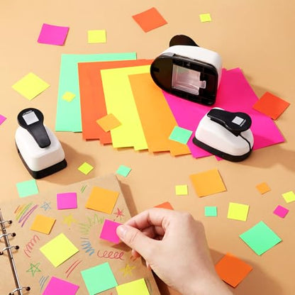 CHENGU 3 Pack Square Punch for Paper Craft, 1.5", 1", 0.6", Black and White - color: Black and White