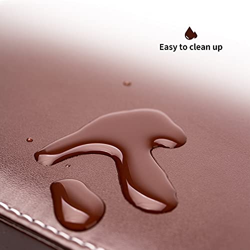 Remote Control Holder , PU Leather Organizer Box with 5 Compartments for Table Bed Office ,Remote Caddy Desktop Storage Home Accessories for Controllers , Media Player ,Make up Brush ,Pen (Brown-A)