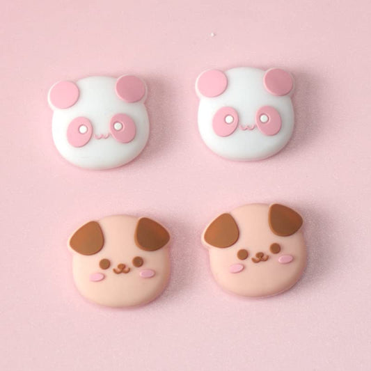 PERFECTSIGHT Cute Switch Thumb Grip Caps Compatible with Nintendo OLED/Lite Console, Kawaii Soft Silicone Analog Stick Button Cover for NS Joycon Controller, 4PCS Joystick Cap - Dog and Panda - color: Dog + Panda