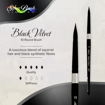 Silver Brush Limited Black Velvet Round Watercolor Paintbrush, Size 10 - size: 10