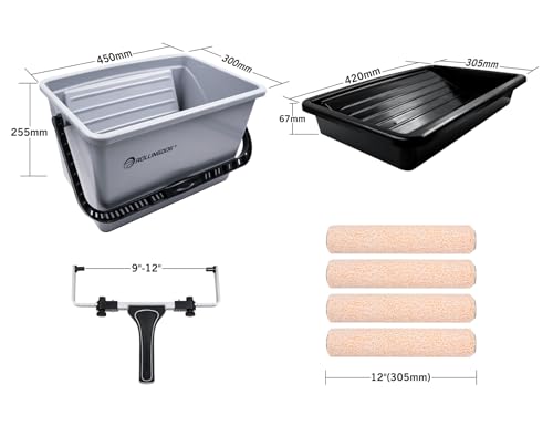 ROLLINGDOG 12 Inch Paint Roller Kit 7PC Painting Tool Kit - color: 7 PC paint roller kit