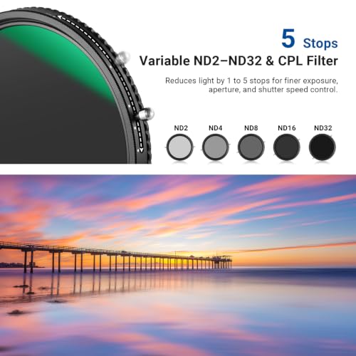 NEEWER 2 in 1 82mm Variable ND Filter (ND2-ND32) & CPL Filter - size: 82mm