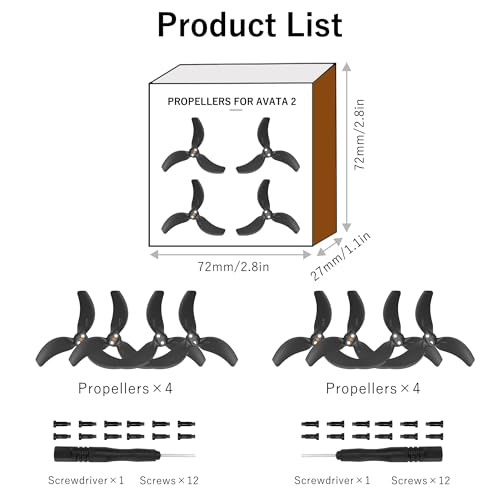 8Pcs Avata 2 Propellers Replacement Prop Blades 3032S Low Noise Wings for DJI Avata 2 Drone Accessories Black Tips