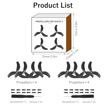 8Pcs Avata 2 Propellers Replacement Prop Blades 3032S Low Noise Wings for DJI Avata 2 Drone Accessories Black Tips