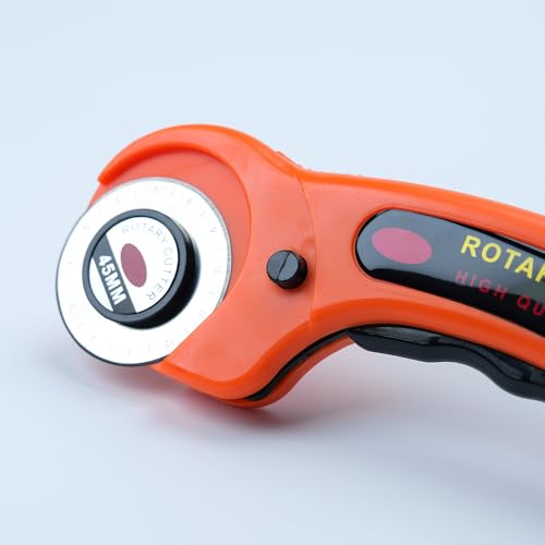 Ergonomic 45mm Rotary Cutter Comes with 5 Replacement Blades and Carrying Case (Yellow) - color: Yellow