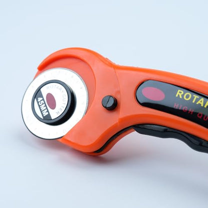 Ergonomic 45mm Rotary Cutter Comes with 5 Replacement Blades and Carrying Case (Yellow) - color: Yellow