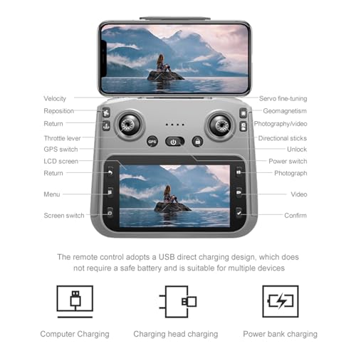 GPS Drone with 2 Wide-Angle Camera 4K for Adult,5" Screen Control - color: black