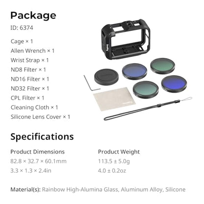 SmallRig Cage & ND Filter Kit for DJI Osmo Action 6-6374 - style: Advanced Cage+Filter Kit