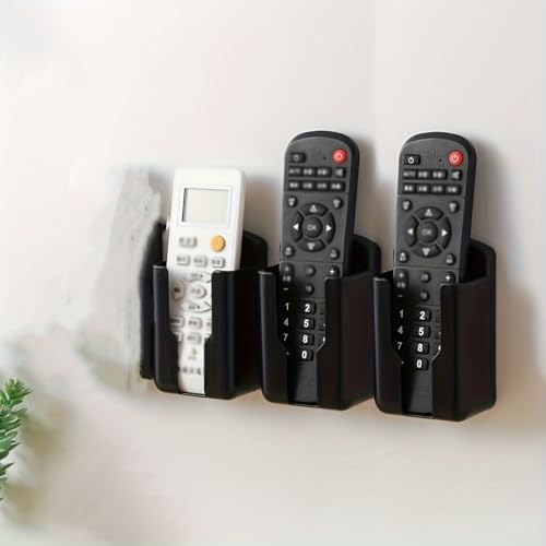 1pcs Durable Plastic Wall-Mounted Remote Control Holder - Space-Saving Storage Box for TV and Air Conditioner Remotes (Black) - color: Black