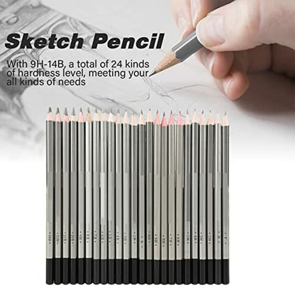 24PCS Drawing Pencils Set Graphite Pencils 2B 4B 6B