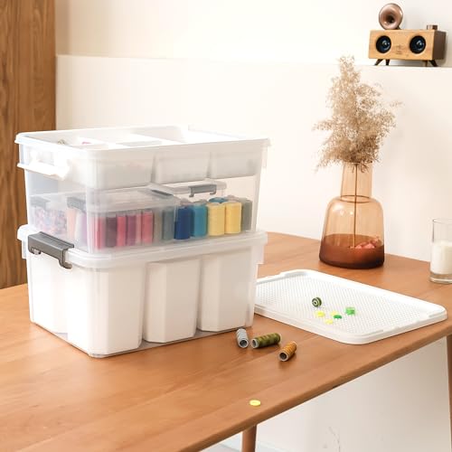 Citylife 17QT 2-Pack Storage bins with Lid 6 Marker inserts Buildable Lid - size: 2 Pack-17 QT-W