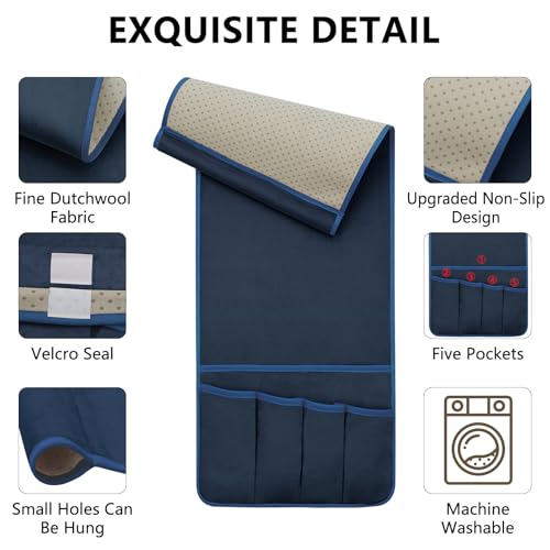 Remote Control Holder for Armchair Caddy, Remote Holder with 5 Pockets - color: Blue-A, size: 35"x12.4"