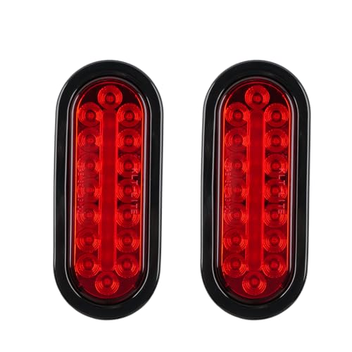 fouwick LED Trailer Lights Kit, 12V Submersible Tail Marker Lights Wiring Lamp Harness for Boat Car Truck RV Utility Snowmobile Turn Signal License Plate Stop Reverse, 6 Inch Oval Red 24LED - color: 6 inch Oval Red 24LED