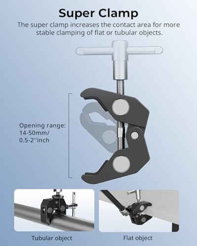 SMALLRIG Magic Arm Clamp w/ 1/4 and 3/8 Thread Holes, 9.8 Inches Adjustable - size: 9.8''+phone clamp