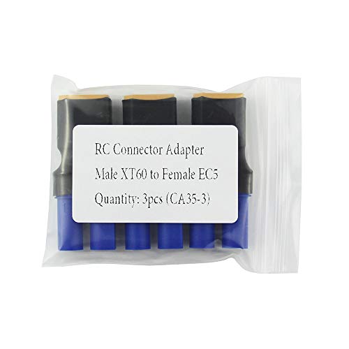 3pcs Male XT60 to Female EC5 Connector Adapter for RC LiPo (Pack of 3)