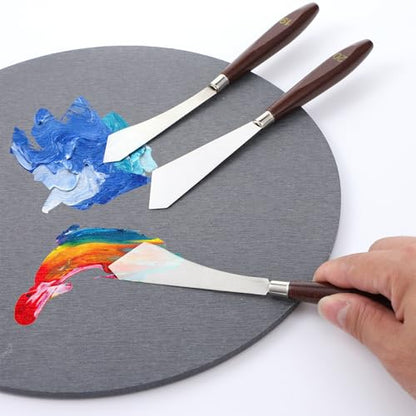 4 Pcs Pallet Knife Set, Stainless Steel No.19 No.20 Palette Knives Art Spatula with Wood Handle Scraper for Oil Canvas Acrylic Sculpting Mixing Texturing