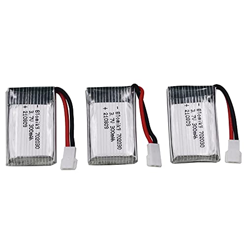 Blomiky 3 Pack 3.7V 300mAh Battery with MX2.0 Plug Replacement for 1/18 Scale Remote Control Shark T12 Battery 3