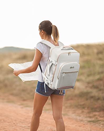 LOVEVOOK 40L Travel Backpack Flight Approved Carry on Backpack,3 Packing Cubes,Waterproof Personal Item Travel Bag,TSA Carry on Luggage Suitcase Travel Essentials,Gifts for Women & Men,fits 17" Laptop - color: A-light Gray-pink, size: Large-40L-4Pcs(Stand