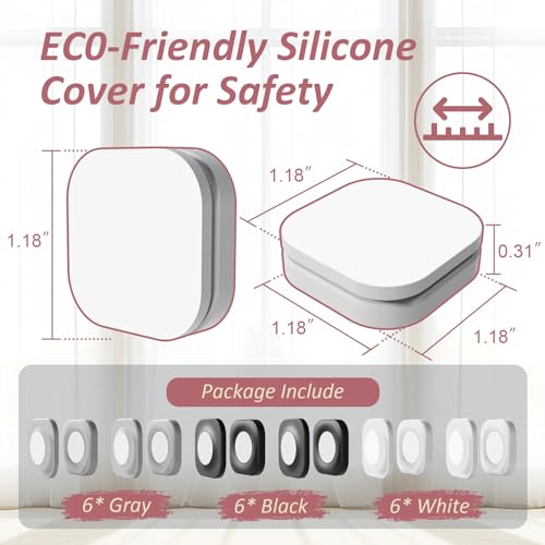 Magnetic Silicone Remote Control Holder Wall Mount for TV Fan 6 Pack - color: 2 Black, 2 White, 2 Gray, size: Square
