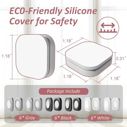 Magnetic Silicone Remote Control Holder Wall Mount for TV Fan 6 Pack - color: 2 Black, 2 White, 2 Gray, size: Square